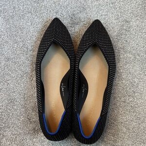 Rothy's Black and Silver Patterned Heels